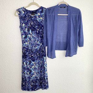Nic+Zoe Sheath Gathered Twist Dress with Cardigan